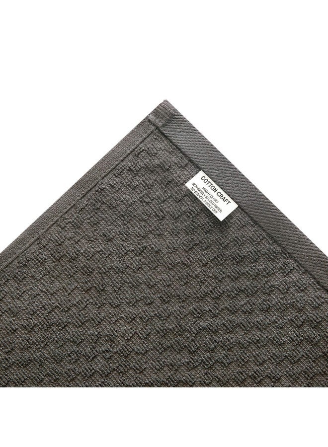 COTTON CRAFT Amazing Kitchen Towels - Set of 8 Terry Towel - 100% Cotton Euro Café Waffle Weave Dish Towel Set - Soft Absorbent Quick Dry Low Lint Reusable Pantry Bar Cleaning Cloth - 16x28 - Charcoal - Image 5