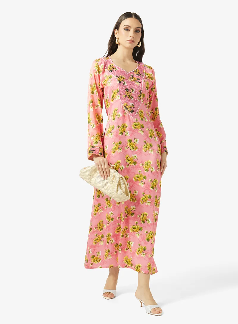 Arabian Closet  Embellished Belted Jalabiya for Women | Best Price UAE