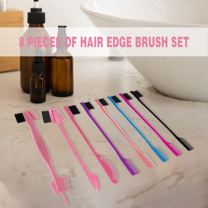 Goiple 8 Pieces Hair Styling Comb Set Teasing Rat Tail Brush for Edge&Back Brushing, Combing, Slicking Hair for Women Edge Brush Double Sided Edge Comb for All Hair Styles(edge control brush-8pcs) - Image 2