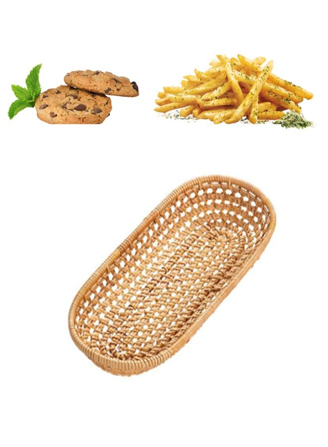 Kutis Handmade Woven Oval Rattan Food Serving Basket Fruit Storage Tray  - Image 3