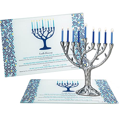 Rite Lite Hanukkah Tempered Glass Drip Tray Tree of Life Design for Menorah - Chanukah Tray Centerpiece Jewish Holiday Party Favor Decorations Gifts Judaica Decor Festival of Lights - Image 4
