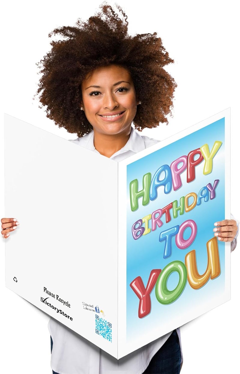 VictoryStore Jumbo Birthday Cards Giant Birthday Card Balloon Letters Oversized Greeting Card With Envelope American Made 24x36 Inches - Image 1