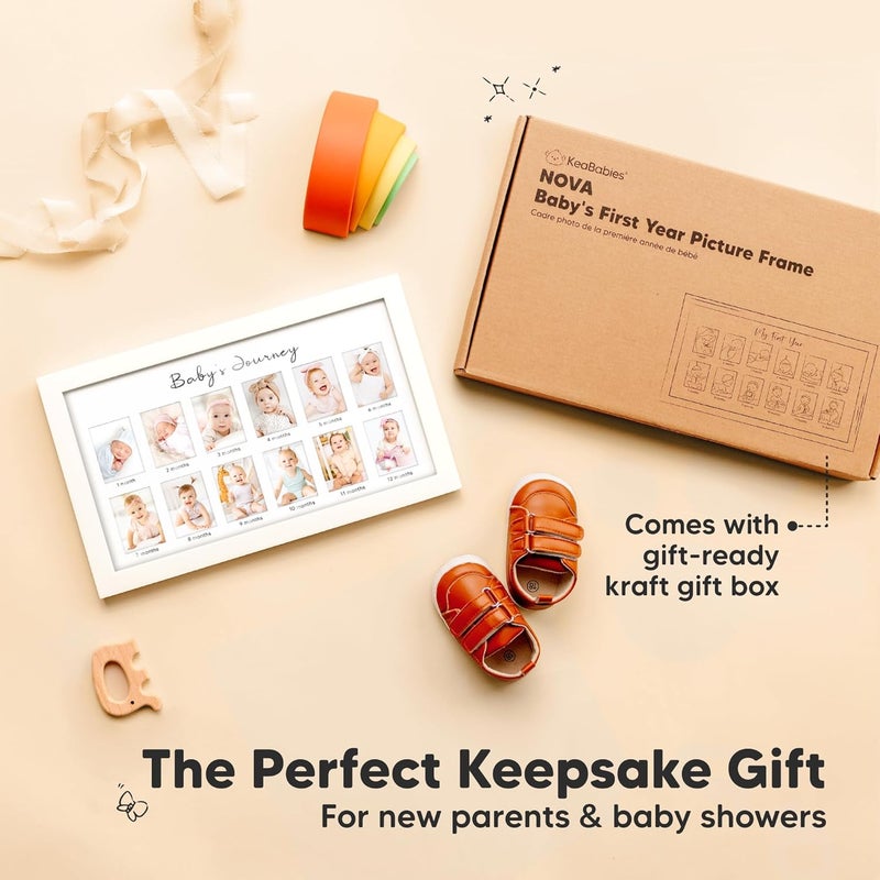 KeaBabies إطار صور السنة الأولى لطفلي 12 شهرًا لإطار صور الأطفال حديثي الولادة للبنات والأولاد هدايا حفلات استقبال المواليد التذكارية عرض صور عيد الميلاد الأول في الحضانة ألبيون الأبيض - Image 5