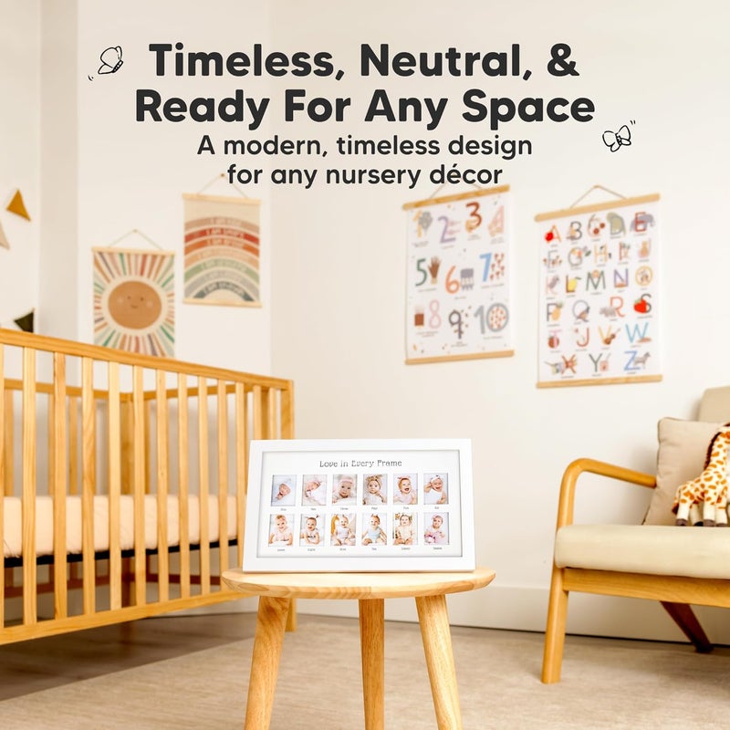 KeaBabies إطار صور السنة الأولى لطفلي 12 شهرًا لإطار صور الأطفال حديثي الولادة للبنات والأولاد هدايا حفلات استقبال المواليد التذكارية عرض صور عيد الميلاد الأول في الحضانة ألبيون الأبيض - Image 3