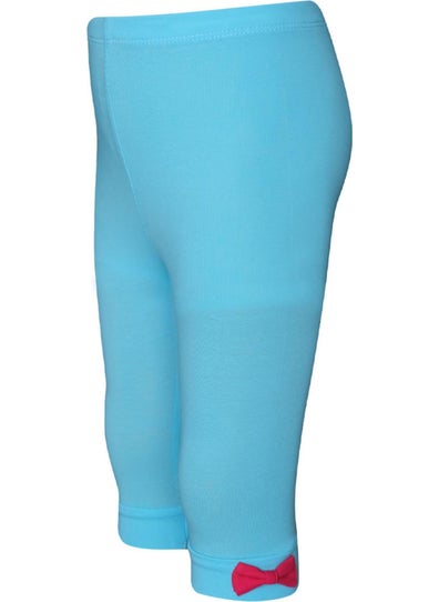 Lovetti Cyan Basic Girl Bow Knee Length Leggings Capri 