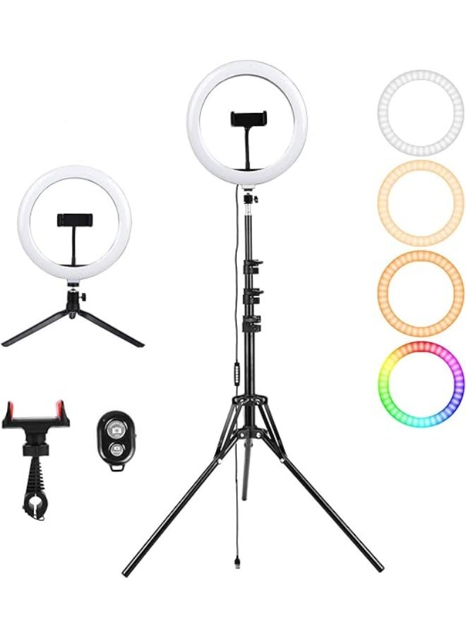 Generic 25.4cm RGB LED Ring Light with 7 Colors and 3 Flash Modes – USB Powered for Photo, Video, Makeup, and Selfies  - Image 1