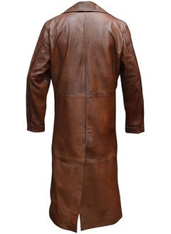 Generic Men's Trench Black Full Body Genuine Leather Coat - Duster Overcoat Sheepskin Leather Long Coat - Glossy Coat Men  - Image 2