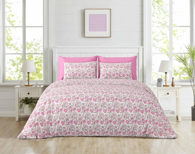 Blizz Mont | Camellia Collection Comforters for Double Bed | 200 GSM Soft Microfiber Rajai with Fiber Filling, All Season, AC Duvets Quilts for Summer & Winter | Size: 90x100 Inch | Pink Flowers