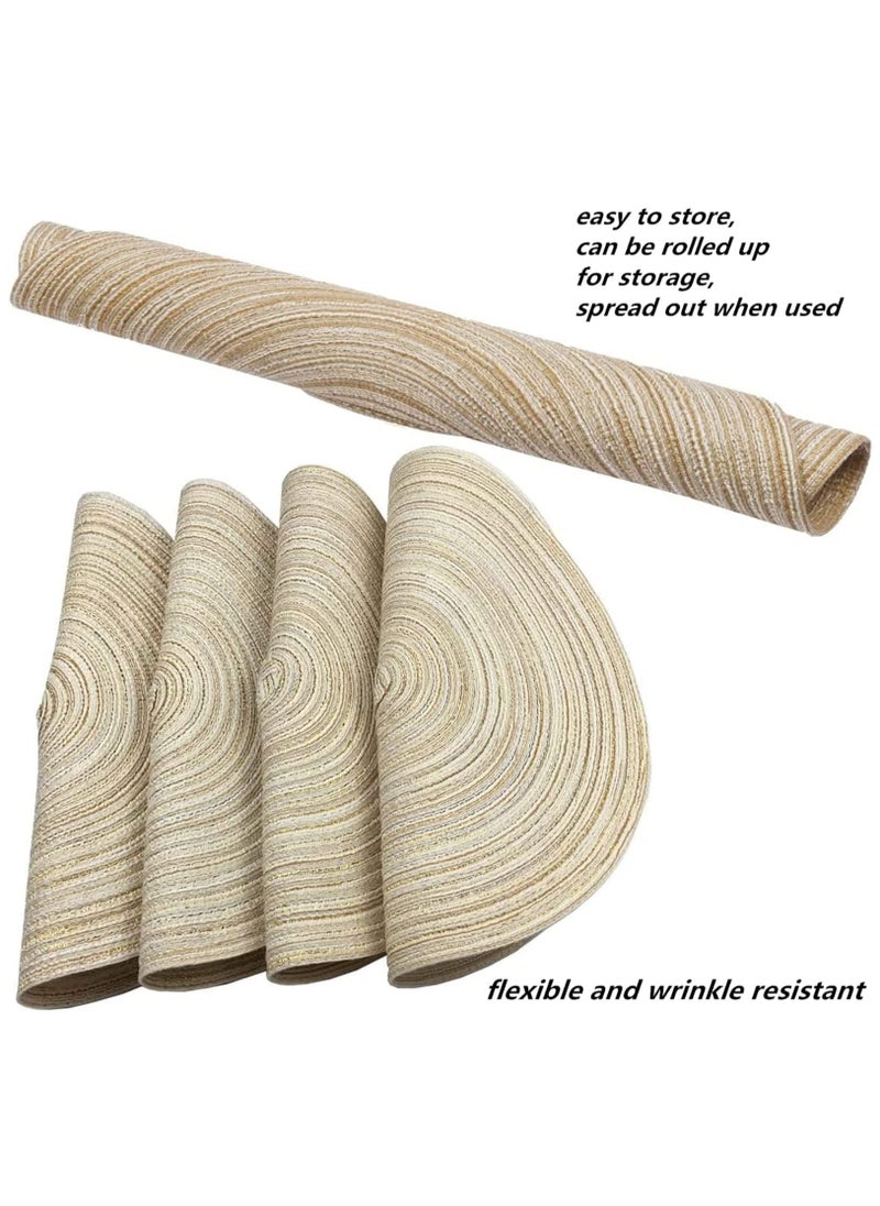 KASTWAVE Placemats, Round Braided Placemats for Dining Table Diameter 15 inches, Woven Heat Resistant Anti-Slid Cotton Washable Kitchen Table Mats (Beige, Set of 6)  - Image 2
