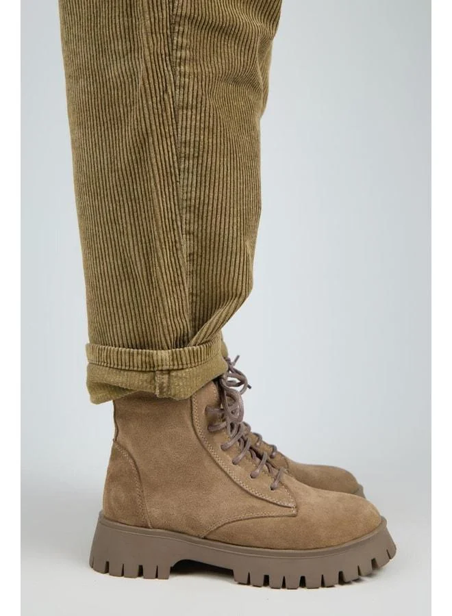 (Viyan) Women's Real Leather Lace-up Inside Zippered Violet Boot.
