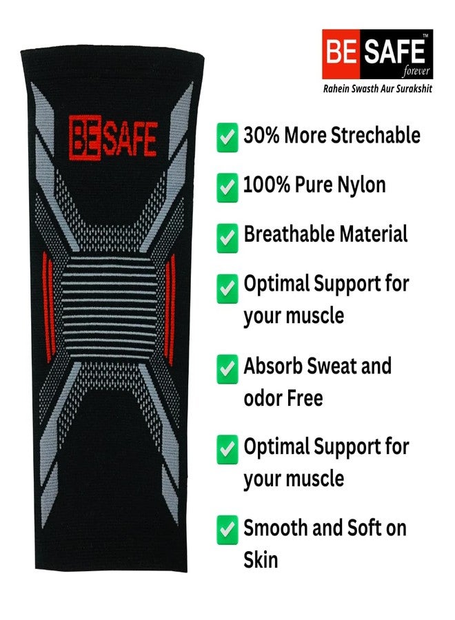 BESAFE Forever Nylon 3D Compression Socks & Elbow Support Guard, Elbow Sleeves Band For Men & Women, Gym, Cricket, Badminton, Bikers, L, 1Pcs - Image 3