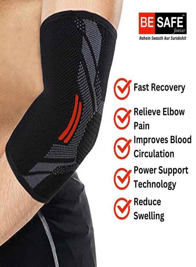 BESAFE Forever Nylon 3D Compression Socks & Elbow Support Guard, Elbow Sleeves Band For Men & Women, Gym, Cricket, Badminton, Bikers, L, 1Pcs - Image 2