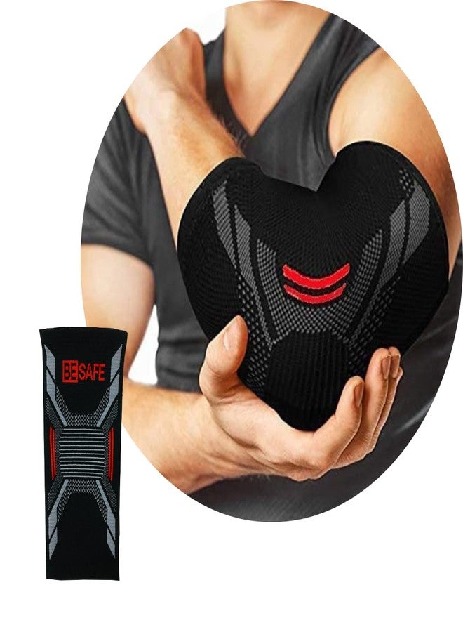 BESAFE Forever Nylon 3D Compression Socks & Elbow Support Guard, Elbow Sleeves Band For Men & Women, Gym, Cricket, Badminton, Bikers, L, 1Pcs - Image 1
