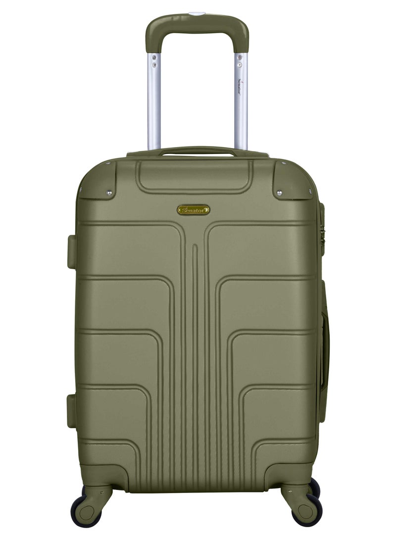 SENATOR Hard Case Travel Bag Cabin Luggage Trolley ABS Lightweight Suitcase with 4 Spinner Wheels A1012 Olive Green - Image 2