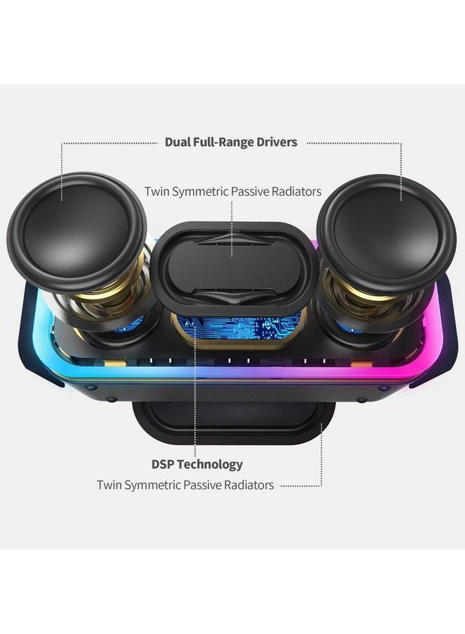 Doss Bluetooth Speaker Doss Soundbox Pro+ Wireless Speaker With 24W Stereo Sound Punchy Bass Ipx6 Waterproof 15Hrs Playtime Wireless Stereo Pairing Multicolors Lights Speaker For Homeoutdoorblack - Image 3