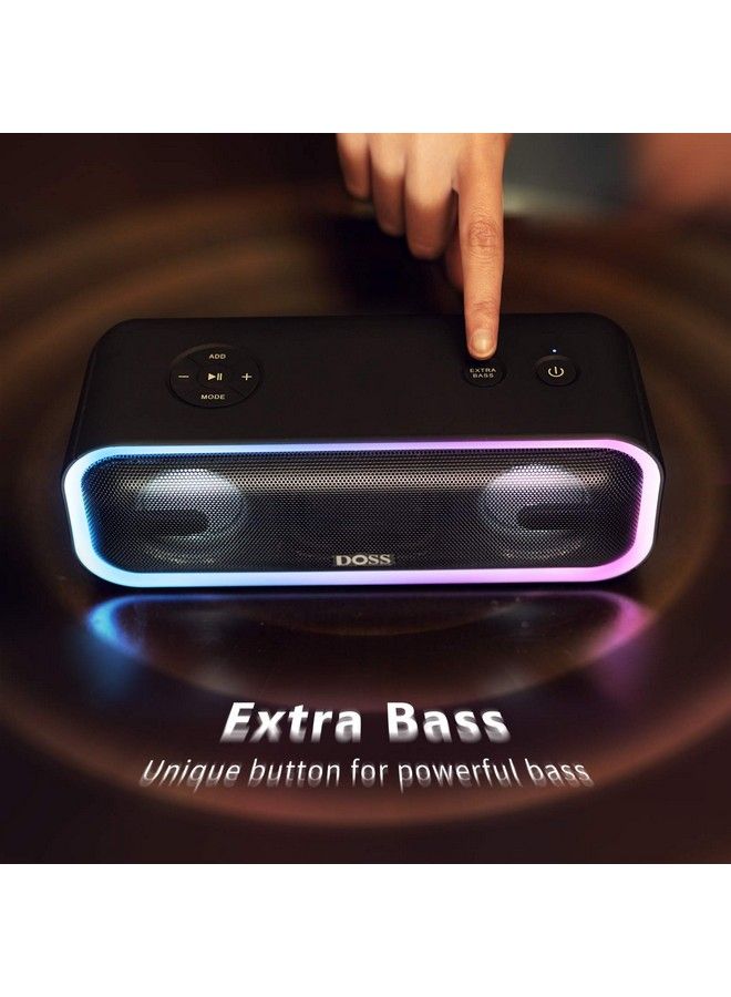 Doss Bluetooth Speaker Doss Soundbox Pro+ Wireless Speaker With 24W Stereo Sound Punchy Bass Ipx6 Waterproof 15Hrs Playtime Wireless Stereo Pairing Multicolors Lights Speaker For Homeoutdoorblack - Image 4