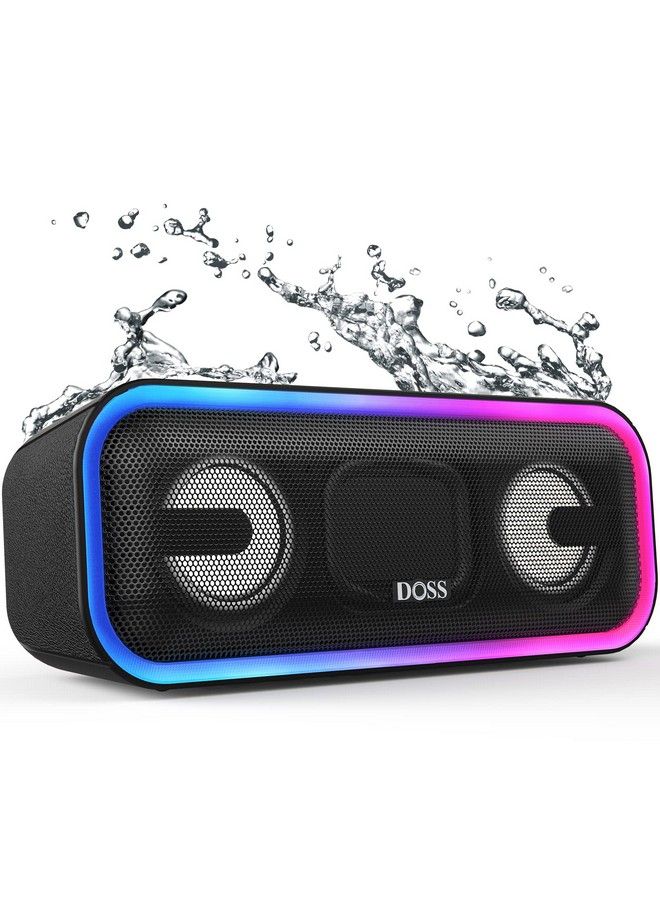 Doss Bluetooth Speaker Doss Soundbox Pro+ Wireless Speaker With 24W Stereo Sound Punchy Bass Ipx6 Waterproof 15Hrs Playtime Wireless Stereo Pairing Multicolors Lights Speaker For Homeoutdoorblack - Image 2