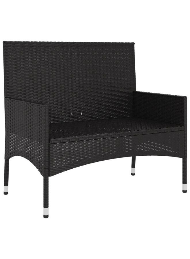 vidaxl vidaXL 2-Seater Garden Bench with Cushions Black Poly Rattan  - Image 1