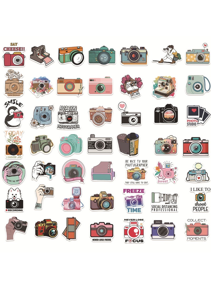 Generic 50 Pcs Camera Stickers Decorative Decals Waterproof Vinyl Gifts for Car Scrapbook Laptop Water Bottle Luggage Adults Boys Girls  - Image 3