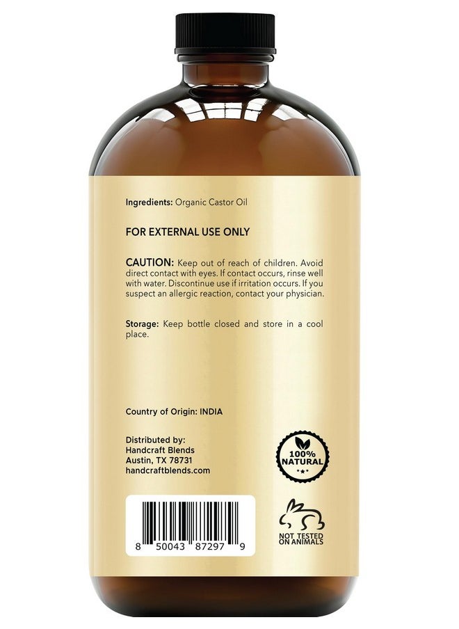 handcraft Blends Cold-Pressed Organic Castor Oil In Glass Bottle - 16 Fl Oz - 100% Pure And Natural - Premium Grade Oil For Hair Growth, Eyelashes And Eyebrows - Carrier Oil - Hair And Body Oil  - Image 2