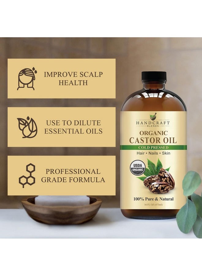 handcraft Blends Cold-Pressed Organic Castor Oil In Glass Bottle - 16 Fl Oz - 100% Pure And Natural - Premium Grade Oil For Hair Growth, Eyelashes And Eyebrows - Carrier Oil - Hair And Body Oil  - Image 3