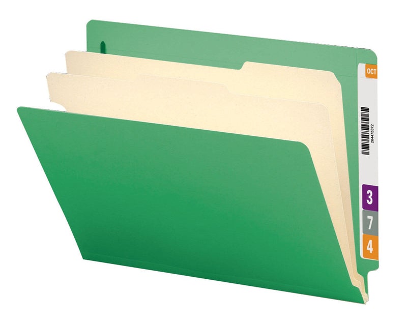 Smead End Tab Classification File Folder, 2 Dividers, 2" Expansion, Letter Size, Green, 10 per Box (26837) - Image 2
