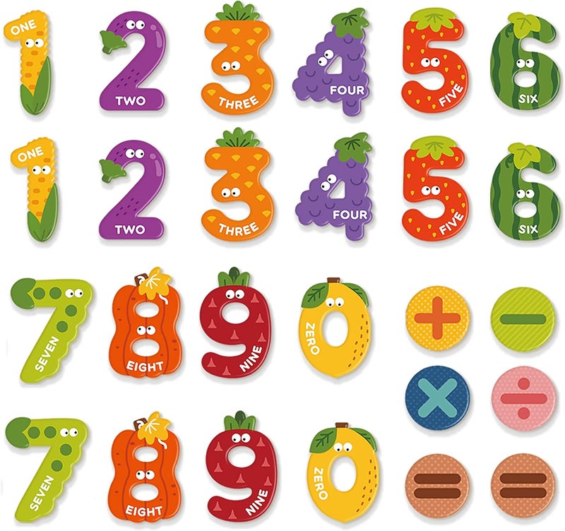 MiDeer Large Magnetic Fruits and Vegetables Numbers, Kids ABC Learning, Fridge Magnets, Preschool Learning & Educational Toys for 3 Year Olds (26 Pieces) - Image 1