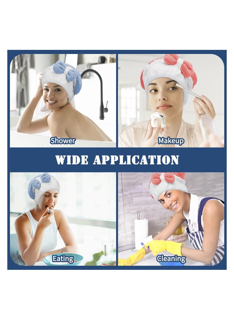 Zikra منشفة تجفيف الشعر، قبعة تجفيف الشعر، عبوة 2 من غلاف الرأس المصنوع من الألياف الدقيقة سريع الجفاف مع قبعة الاستحمام على شكل ربطة، للفتيات والنساء، منشفة تجفيف الشعر فائقة النعومة وذات قدرة امتصاص عالية، عمامة تجفيف الشعر - Image 2