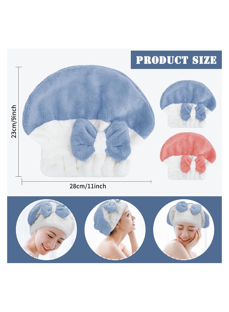 Zikra منشفة تجفيف الشعر، قبعة تجفيف الشعر، عبوة 2 من غلاف الرأس المصنوع من الألياف الدقيقة سريع الجفاف مع قبعة الاستحمام على شكل ربطة، للفتيات والنساء، منشفة تجفيف الشعر فائقة النعومة وذات قدرة امتصاص عالية، عمامة تجفيف الشعر - Image 4