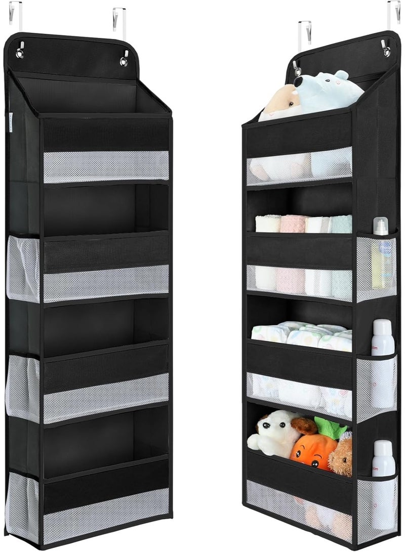 Yecaye 1 Pack Over the Door Organizer, 35.2lbs Load Toy Stuffed Animal Storage, Swing-proof Hanging Bathroom Organizers and Storage for Nursery Newborn Baby Essential Stuff Black - Image 1