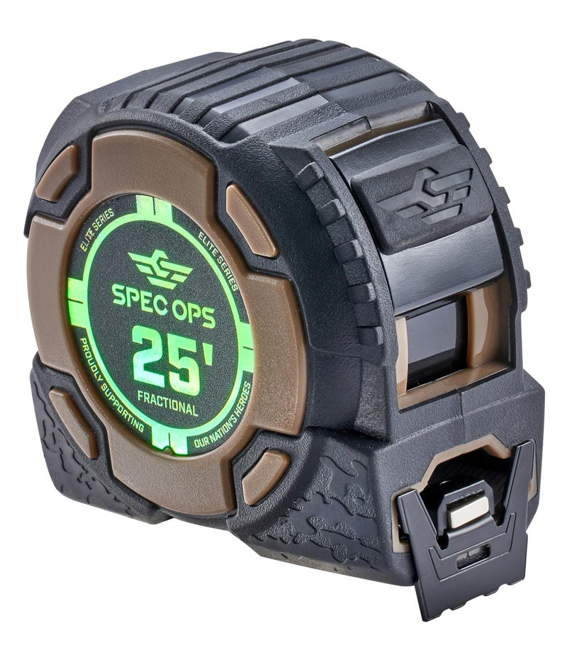 Spec-Ops Spec Ops Tools 25-Foot Elite Series Magnetic Tape Measure, 1 1/4" Double-Sided Blade, Includes Fractional Markings, 12 Feet of Stand Out, Military-Grade Composite Case, 3% Donated to Veterans - Image 1