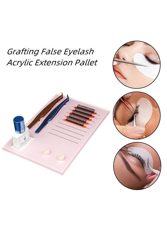 LIXIMMAZN Acrylic Eyelash Grafting Pallet, Lash Tile holder, Bigger Size Glue Cups Eyelash Extensions Storage Gasket Pads with Magnetic Suction for 2 Tweezers(Pink-7.87x5.12in) - Image 3