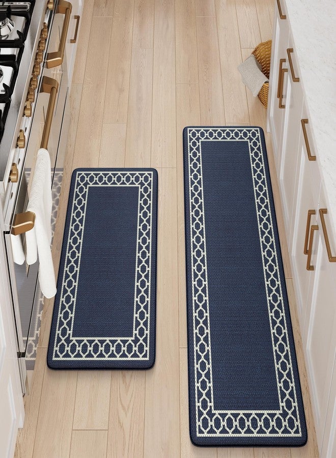 LEEVAN Kitchen Mats for Floor Set of 2,Anti Fatigue Mats for Kitchen Floor,Navy Blue Cushioned Non Slip Boho Standing Mat,Waterproof Memory Foam Comfort Kitchen Floor Mat for Sink(17"x29"+17"x47") - Image 5