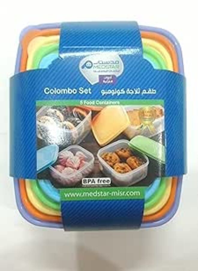Medstar Food container, set of 5, transparent, Multi-color - 2725182128004