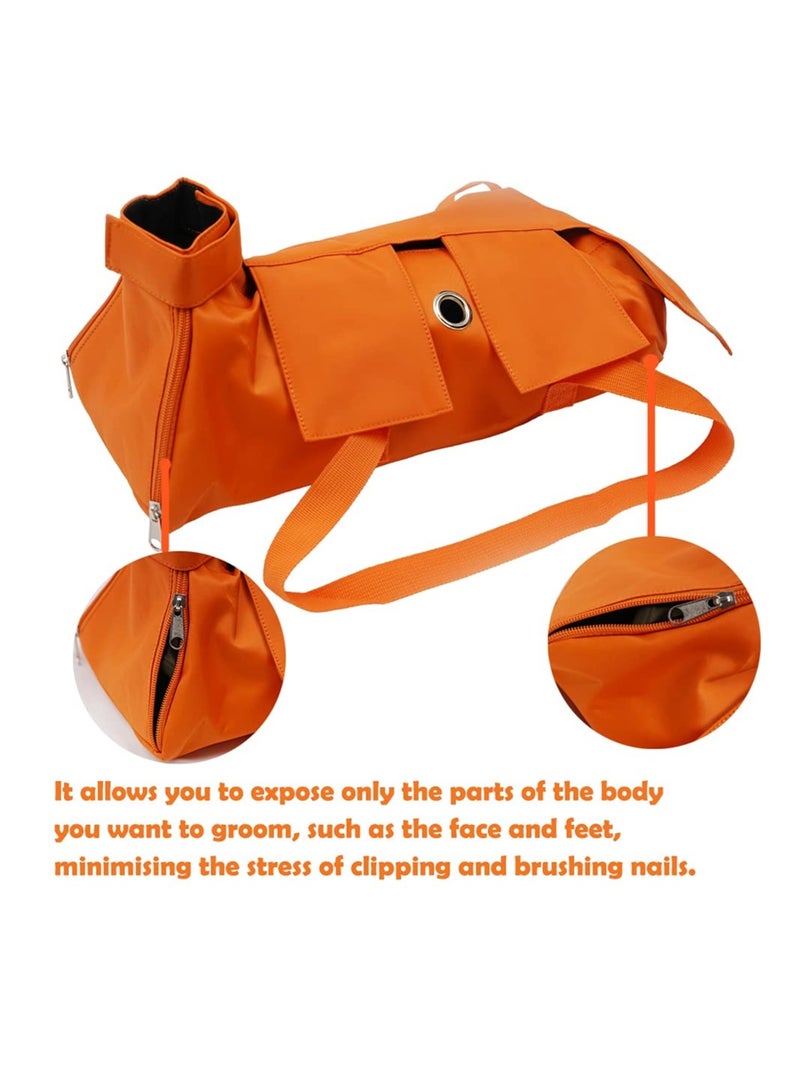 Cat Grooming Restraint Bag for Nail Trimming and Claw Care Anti Scratching Medical Use Orange M - Image 3