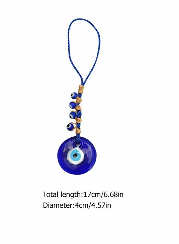 Blue Evil Eye Decor Hanging Turkish Nazar Bead Pendant Decorative Lucky Turkish Eye Keychain Feng Shui Hanging Decoration for Home Office Car (2pcs)