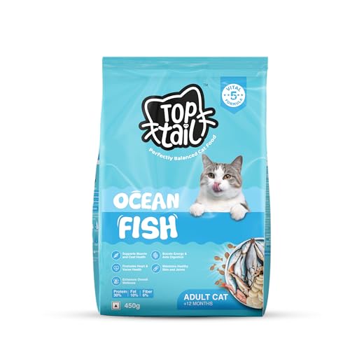Top tail TOPTAIL Ocean Fish Food for Adult Cat (Above 12 Month) 450g | Cat Food is Specially Crafted Chicken & Tuna Oil Support Lean Muscles, a Shiny Coat & Joint Health | Pack of 1 - Image 1