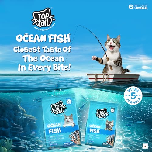 Top tail TOPTAIL Ocean Fish Food for Adult Cat (Above 12 Month) 450g | Cat Food is Specially Crafted Chicken & Tuna Oil Support Lean Muscles, a Shiny Coat & Joint Health | Pack of 1 - Image 4