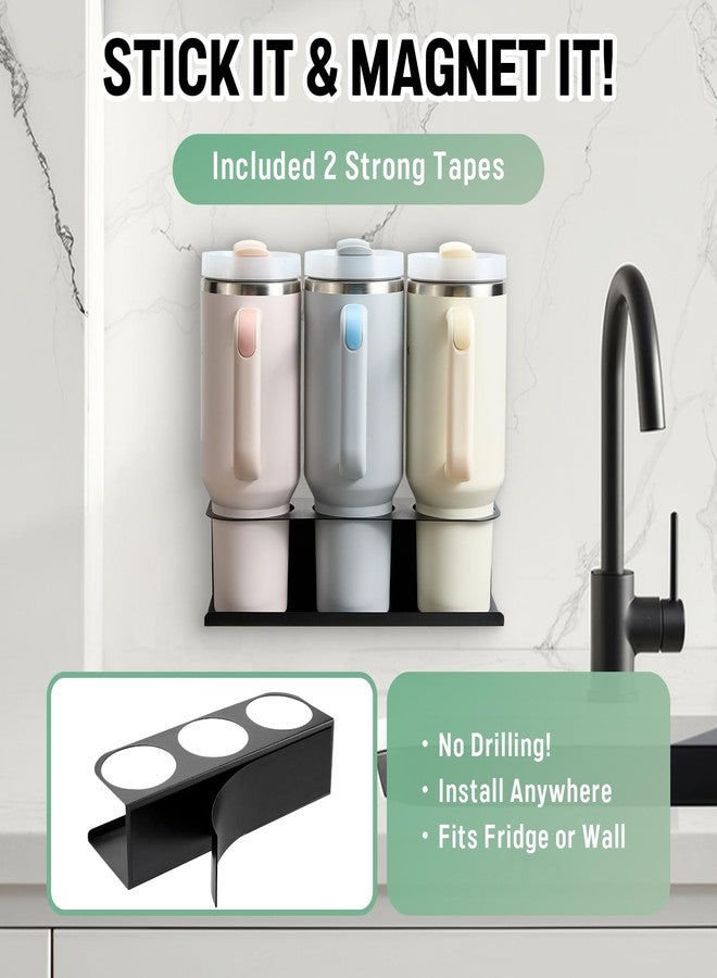 POLRAI 2 Pack Water Bottle Organizer for Stanley 30&40 oz Tumbler Metal Stanley Cup Organizer with Magnetic and Double Sided Tape Hold Stanley Cup Accessories for Kitchen Fridge Cabinet - Image 4