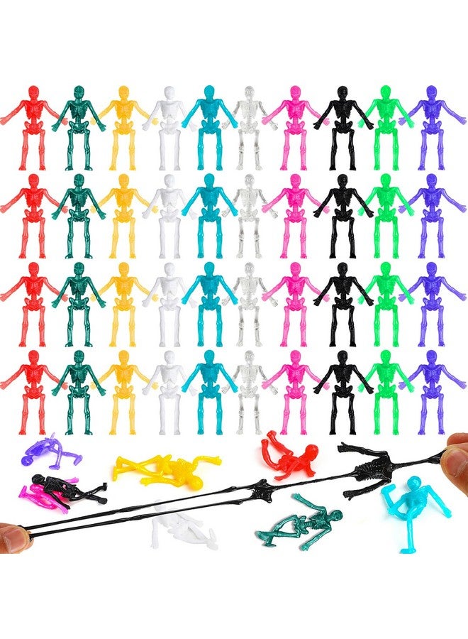 DIYASY Stretchy Skeletons Toys 50 Pack Halloween Party Favors For Kids Stretchy Skull Bulk Set Boys Girls Prizes Gifts Goodies Goody Bag Fillers - Image 1