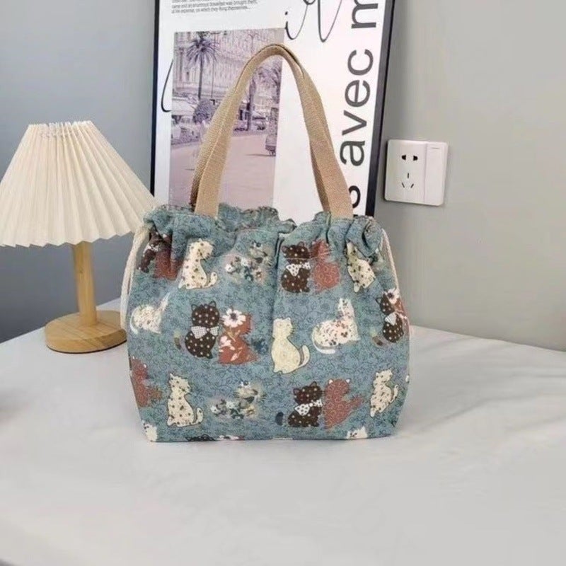 Small Tote Bag For Commuting To Work, Versatile Portable Sundries Bag, Cute Women'S Lightweight Canvas Lunch Bag - Image 3