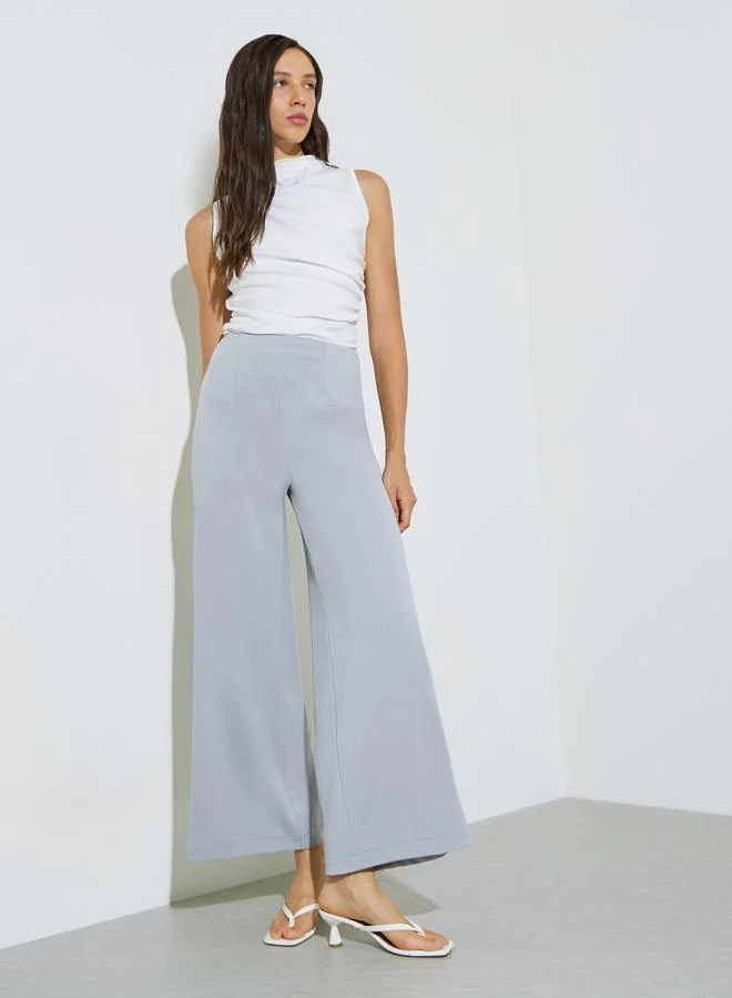 ستايلي Grey Wide Leg Pants with Side Zip