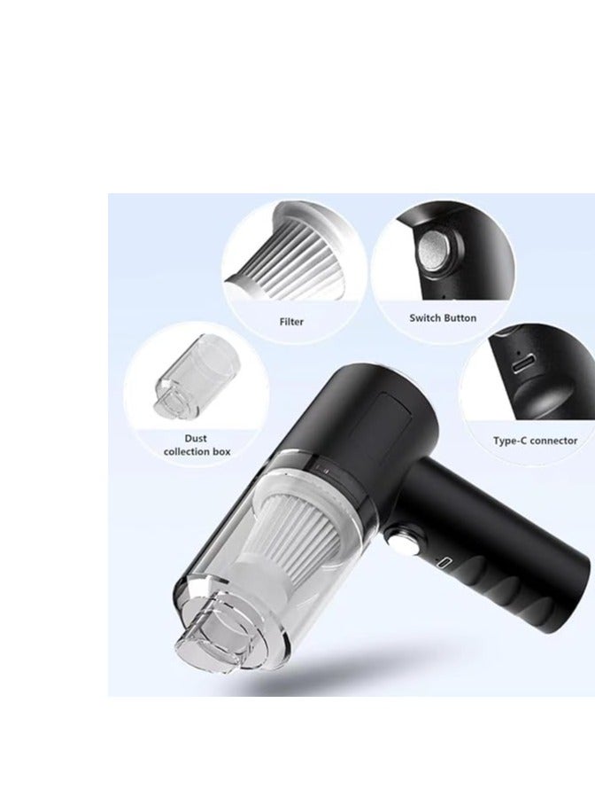 مكنسة كهربائية صغيرة للسيارة، 2 في 1 مكنسة كهربائية لاسلكية محمولة باليد، مكنسة كهربائية للسيارة بمحرك بدون فرشاة عالية الطاقة 120 وات قابلة لإعادة الشحن وسهلة التنظيف داخل السيارة - Image 3