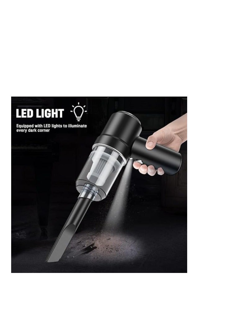 مكنسة كهربائية صغيرة للسيارة، 2 في 1 مكنسة كهربائية لاسلكية محمولة باليد، مكنسة كهربائية للسيارة بمحرك بدون فرشاة عالية الطاقة 120 وات قابلة لإعادة الشحن وسهلة التنظيف داخل السيارة - Image 2