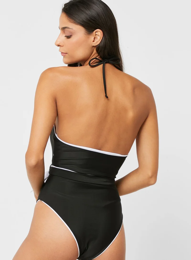 ELLA Cut-out Knot Detail One Piece Swimsuit