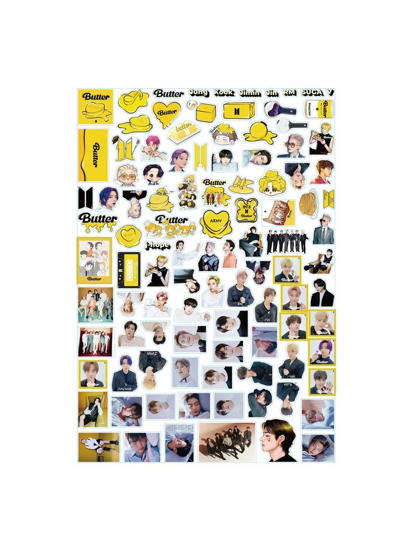 Color Fans 100 قطعة من ملصقات زبدة BTS المقاومة للماء لأجهزة الكمبيوتر المحمول وألواح التزلج والأمتعة وزجاجة مياه وملصقات جرافيتي رائعة للأطفال والمراهقين والبنات والبالغين - Image 2