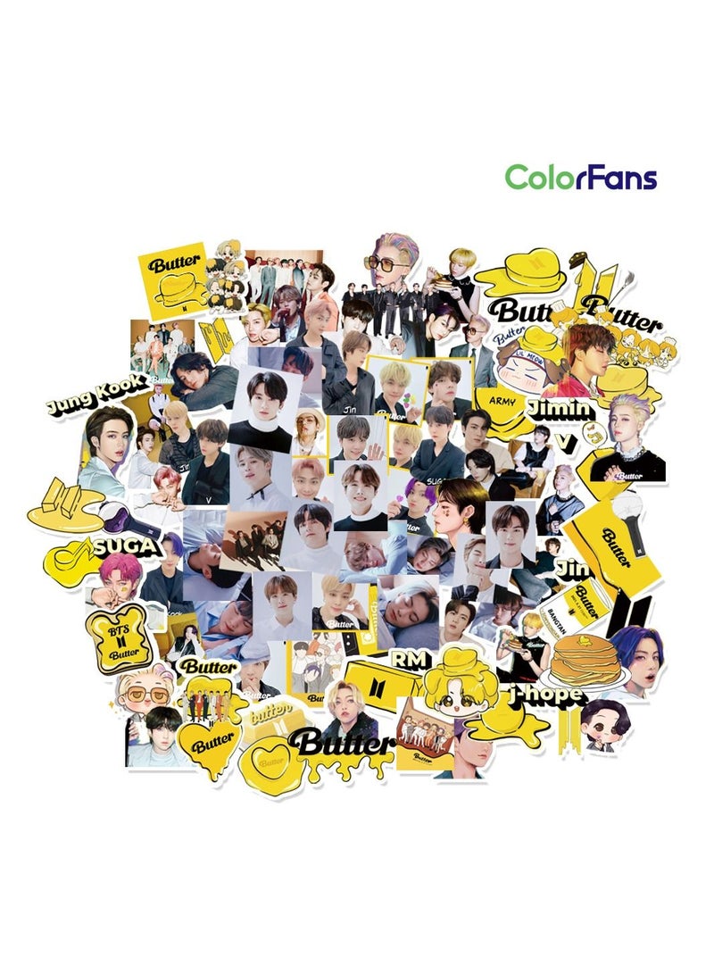 Color Fans 100 قطعة من ملصقات زبدة BTS المقاومة للماء لأجهزة الكمبيوتر المحمول وألواح التزلج والأمتعة وزجاجة مياه وملصقات جرافيتي رائعة للأطفال والمراهقين والبنات والبالغين - Image 1