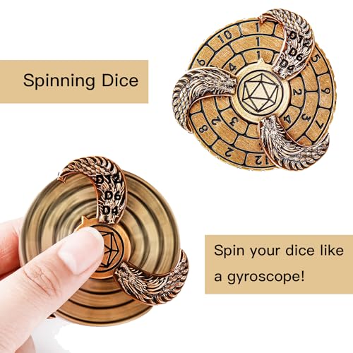 FTNNGIME 7in1 Spinner DND Dice Set Rotate Metal Rotate Dungeons and Dragons DND Compass Dice Cool RPG Role Playing Table Game DiceGold - Image 5