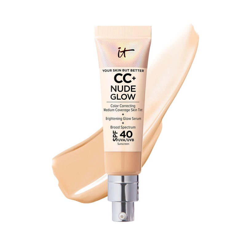 IT Cosmetics CC Nude Glow Medium  Lightweight Foundation  Brightening Glow Serum with SPF 40 Medium Coverage With Niacinamide  Hyaluronic Acid For All Skin Types 108 fl oz