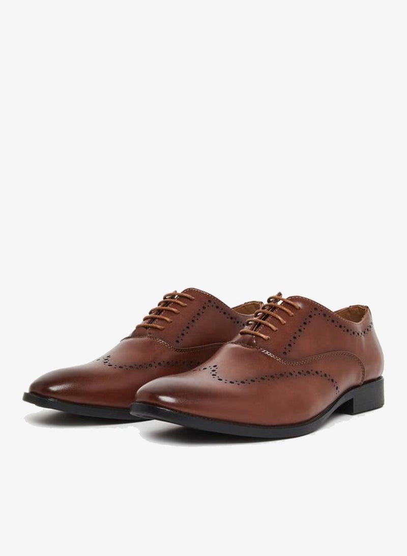 Styli Men Brown Leather Oxford Shoes - Image 1